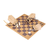 Leather Roll Up Chess Set with Wooden Chips and Carrying Strap