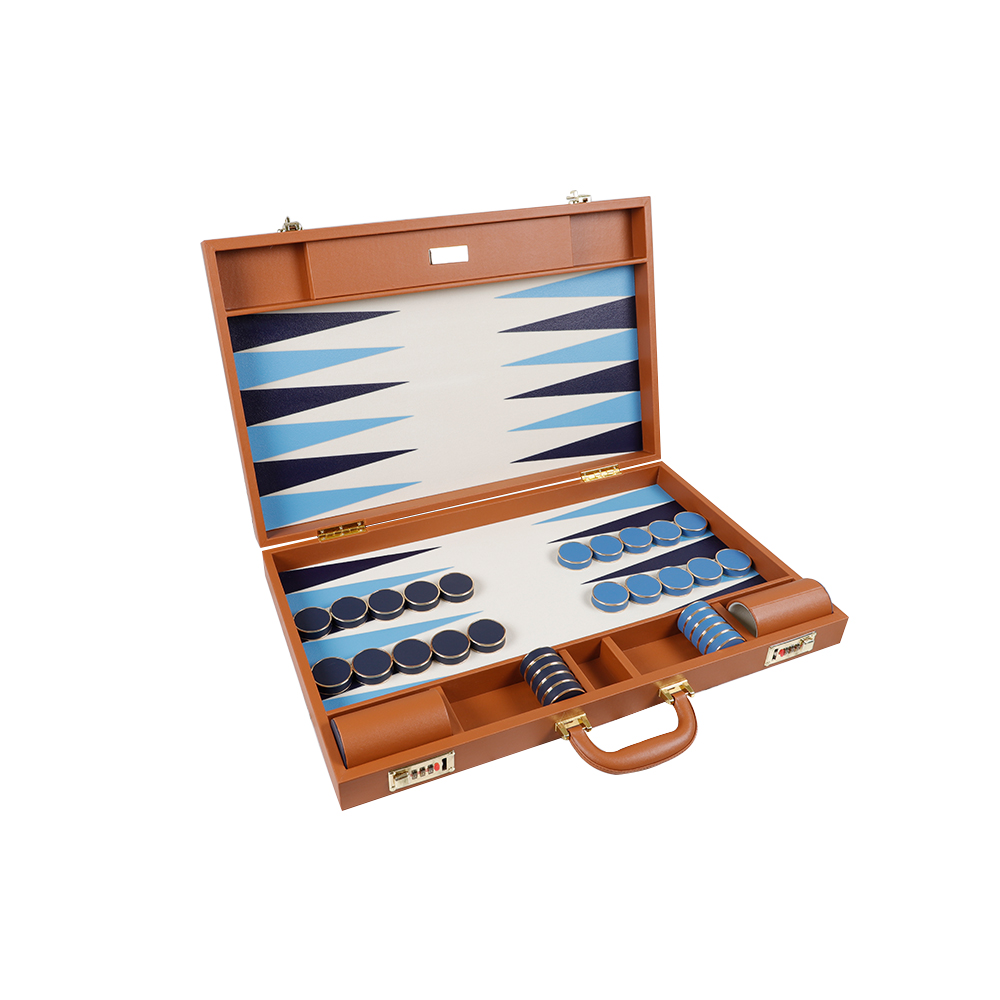Luxury Custom Handmade Chess Folding Travel Leather Canvas Backgammon Game