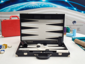 black leather backgammon case classic board game