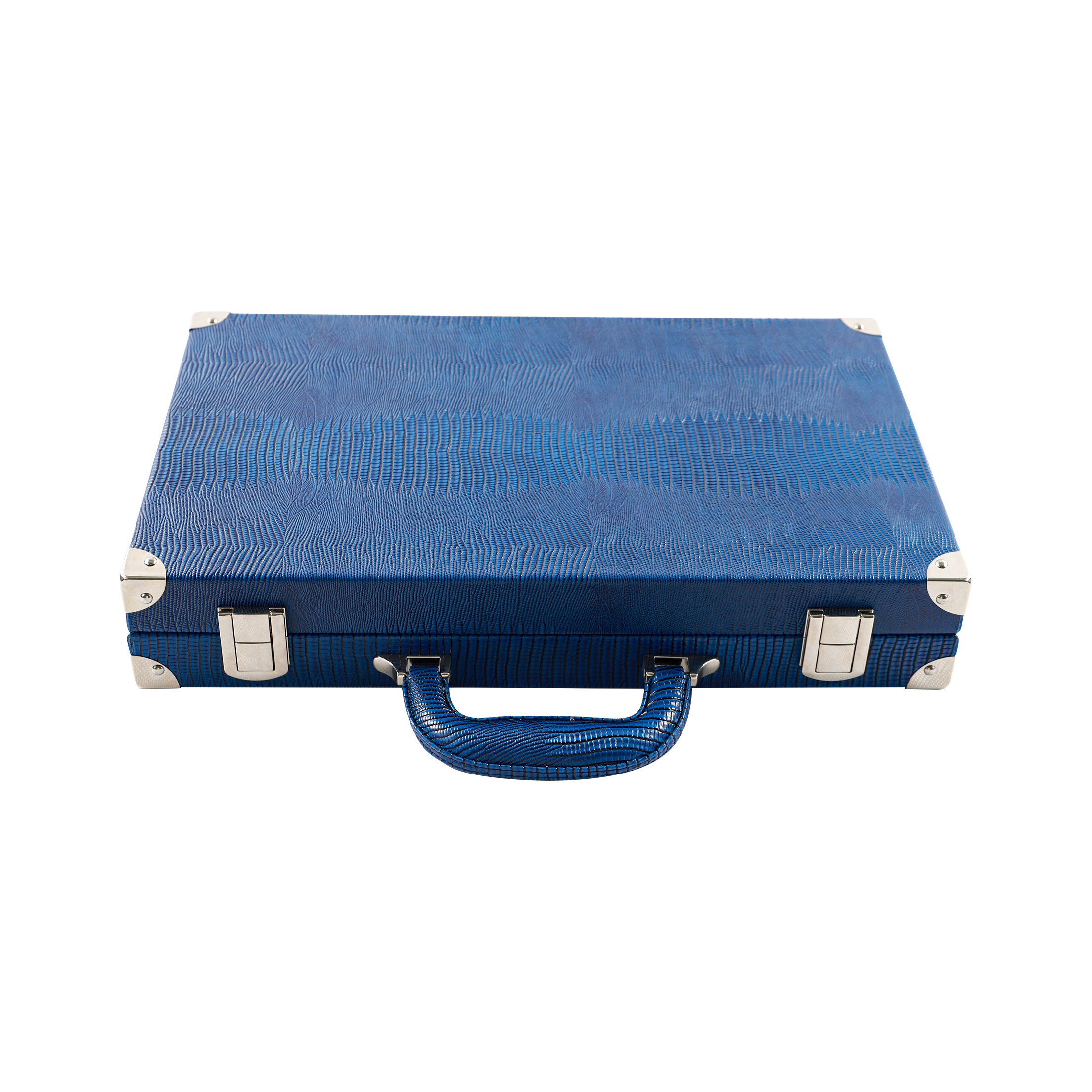 Handcrafted Backgammon Set with Alligator Pattern and Premium Checkers and Dice Leather Folding Backgammon Board