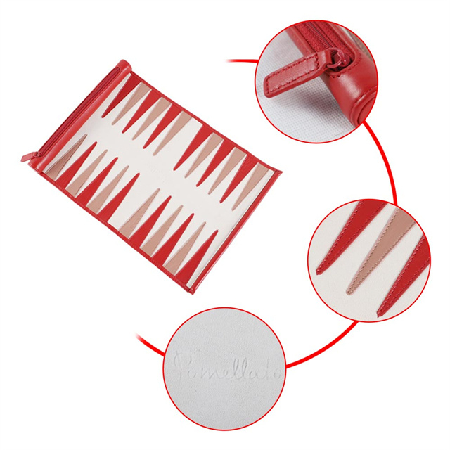 Sheepskin Backgammon Roll Up Set with Metal Dice and Checkers