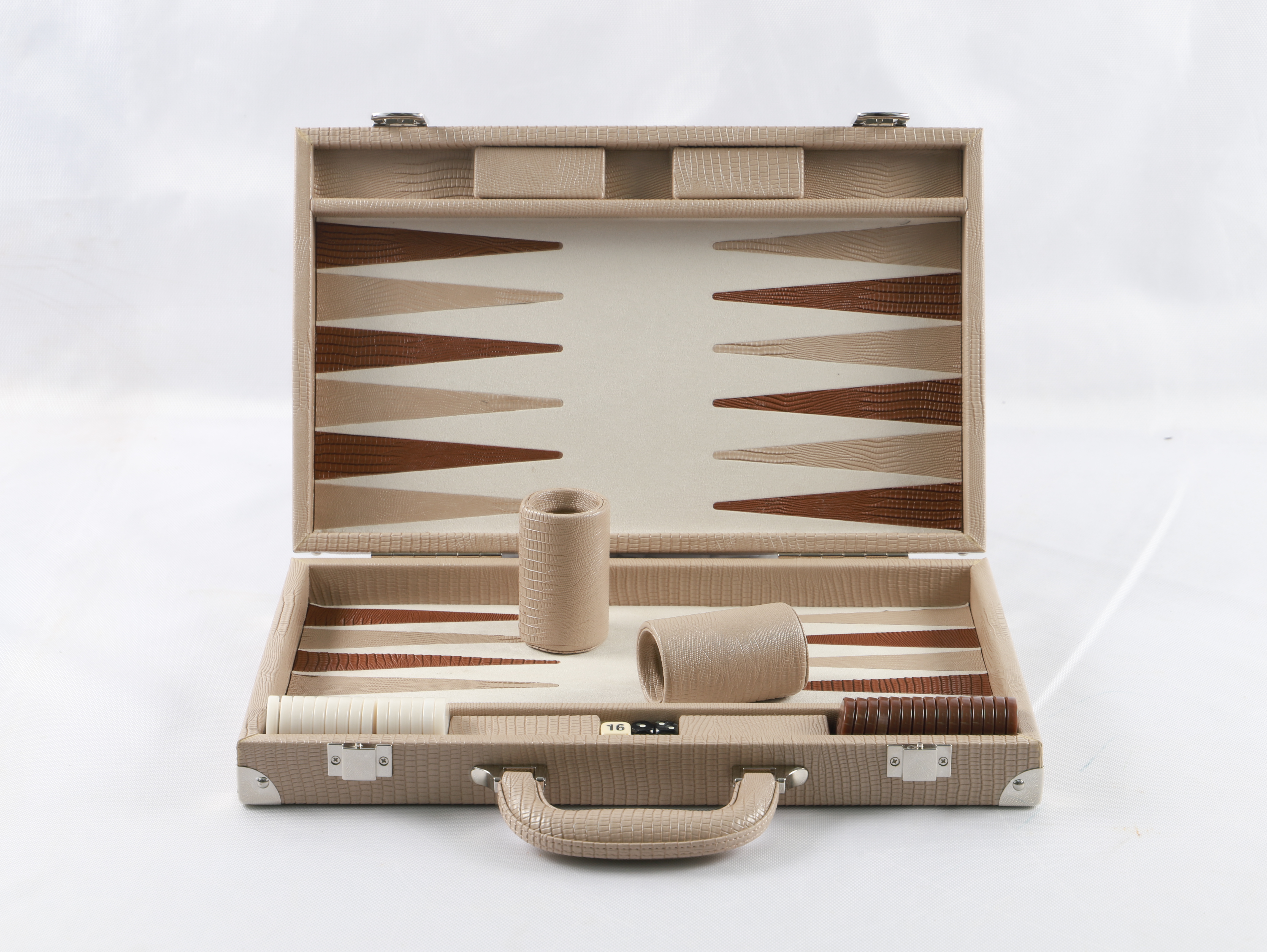  Custom Adult Backgammon Travel Set Leather Case with Portable Board And Playing Chips