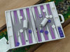 White Leather Backgammon Set with Purple Points – Luxury Travel Backgammon Case