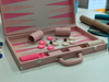 Custom Pink Leather Backgammon Set Lizard Texture Portable Folding Board Game for Gifts