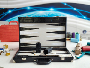 black crocodile texture leather backgammon set minimalist luxury suitcase