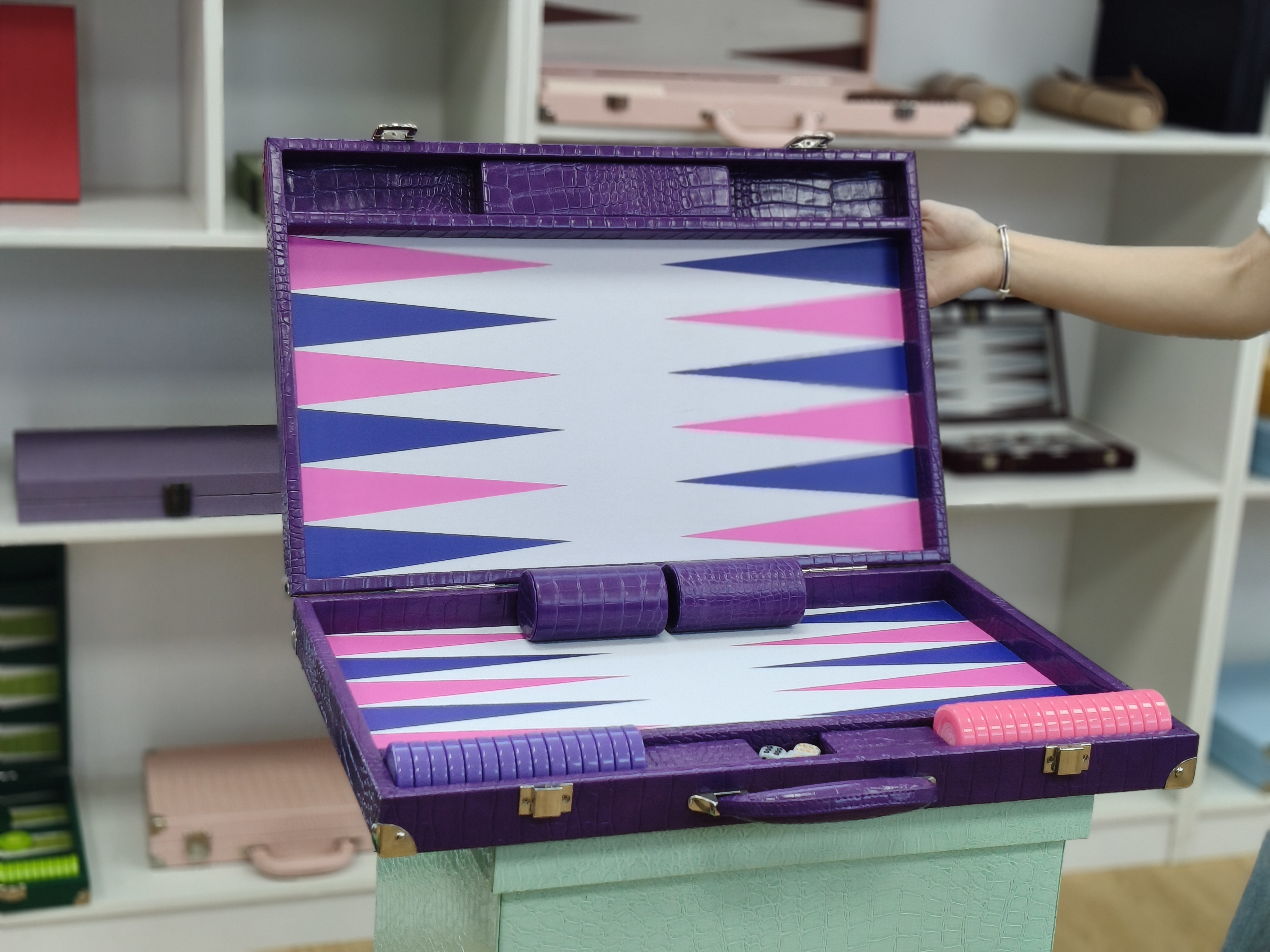 Modern Backgammon Set Folding Game Case With Handle Custom Lifestyle Edition Gift Collection