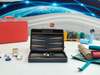 Compact leather backgammon set with zipper case portable travel game kit
