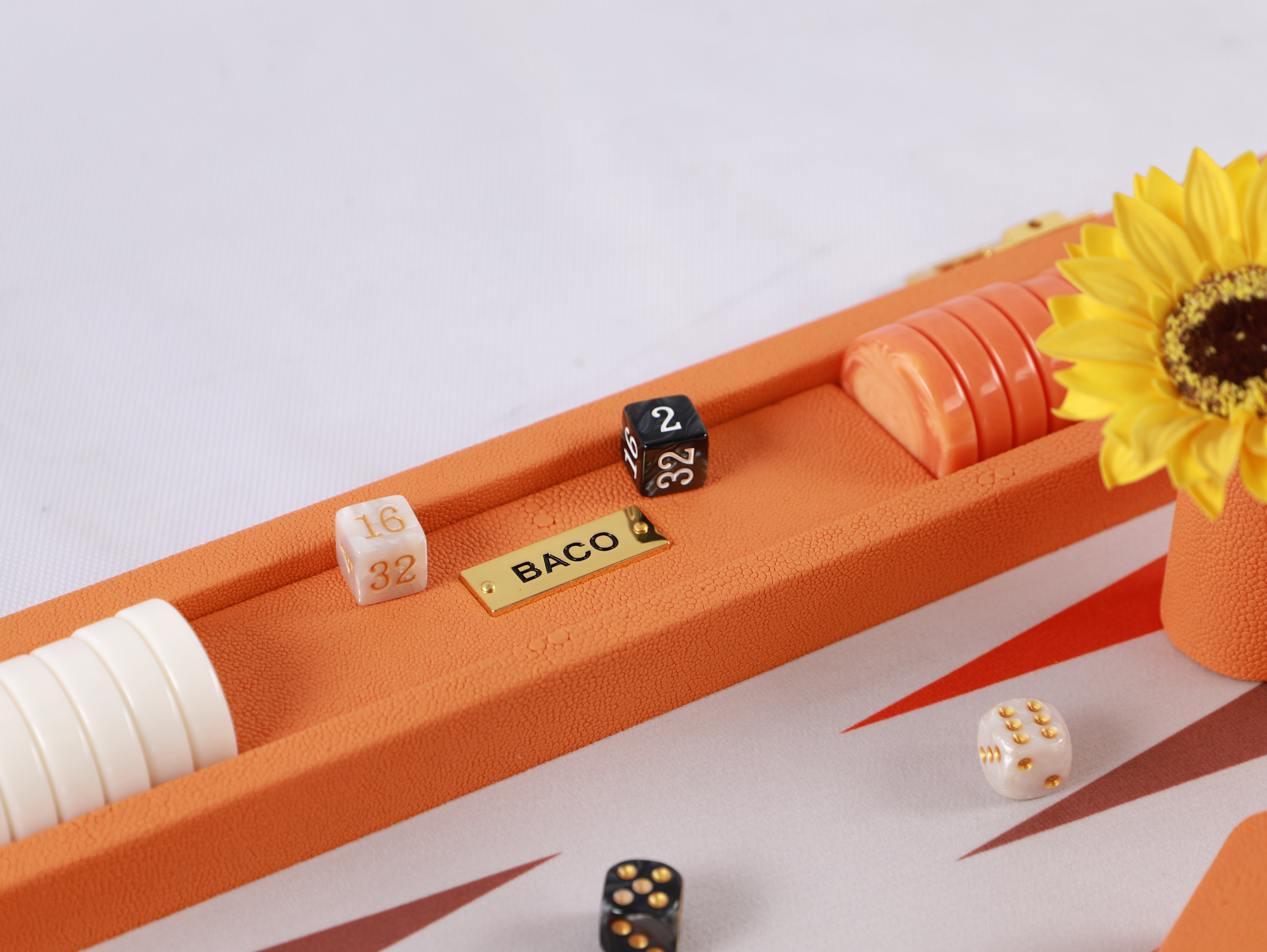 20 INCHES PROFESSIONAL BACKGAMMON SET IN ORANGE