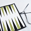 Portable High-Quality Leather Black Green Acrylic Checkers Backgammon Roll Up Set