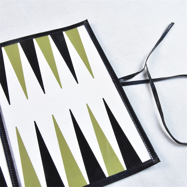 Portable High-Quality Leather Black Green Acrylic Checkers Backgammon Roll Up Set