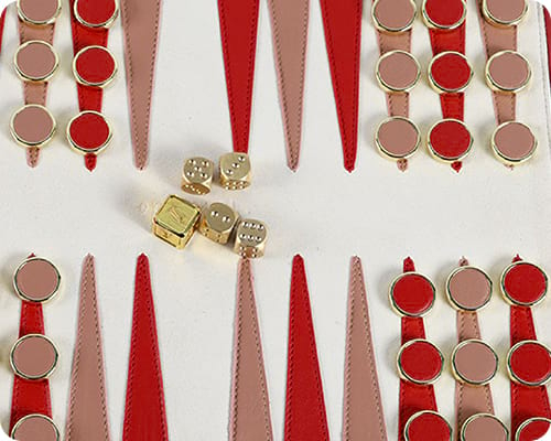 custom backgammon set with metal ring checker