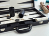 Elegant Black-on-black Design with Premium Crocodile Texture Leather for A Refined And Modern Backgammon Experience