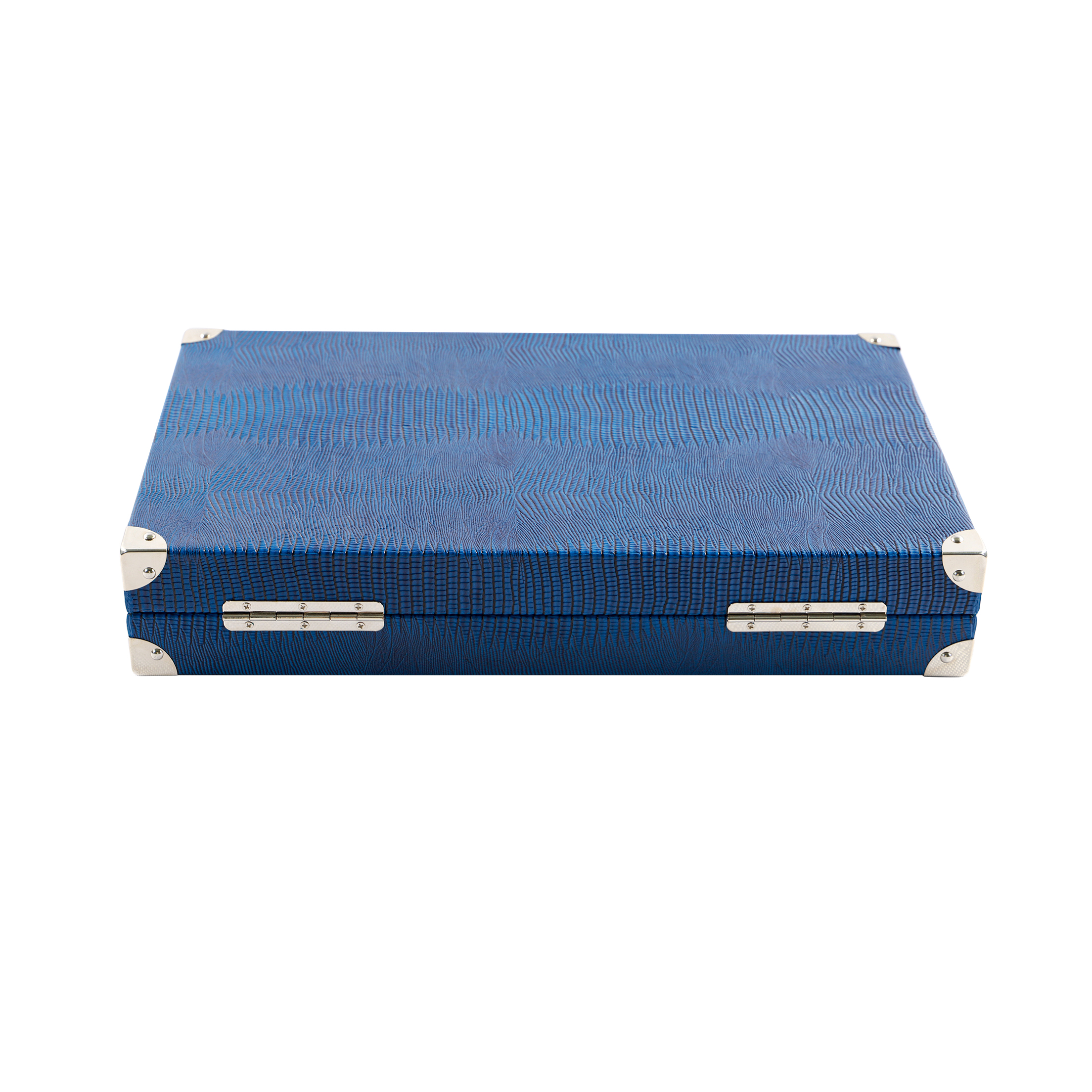 Handcrafted Backgammon Set with Alligator Pattern and Premium Checkers and Dice Leather Folding Backgammon Board