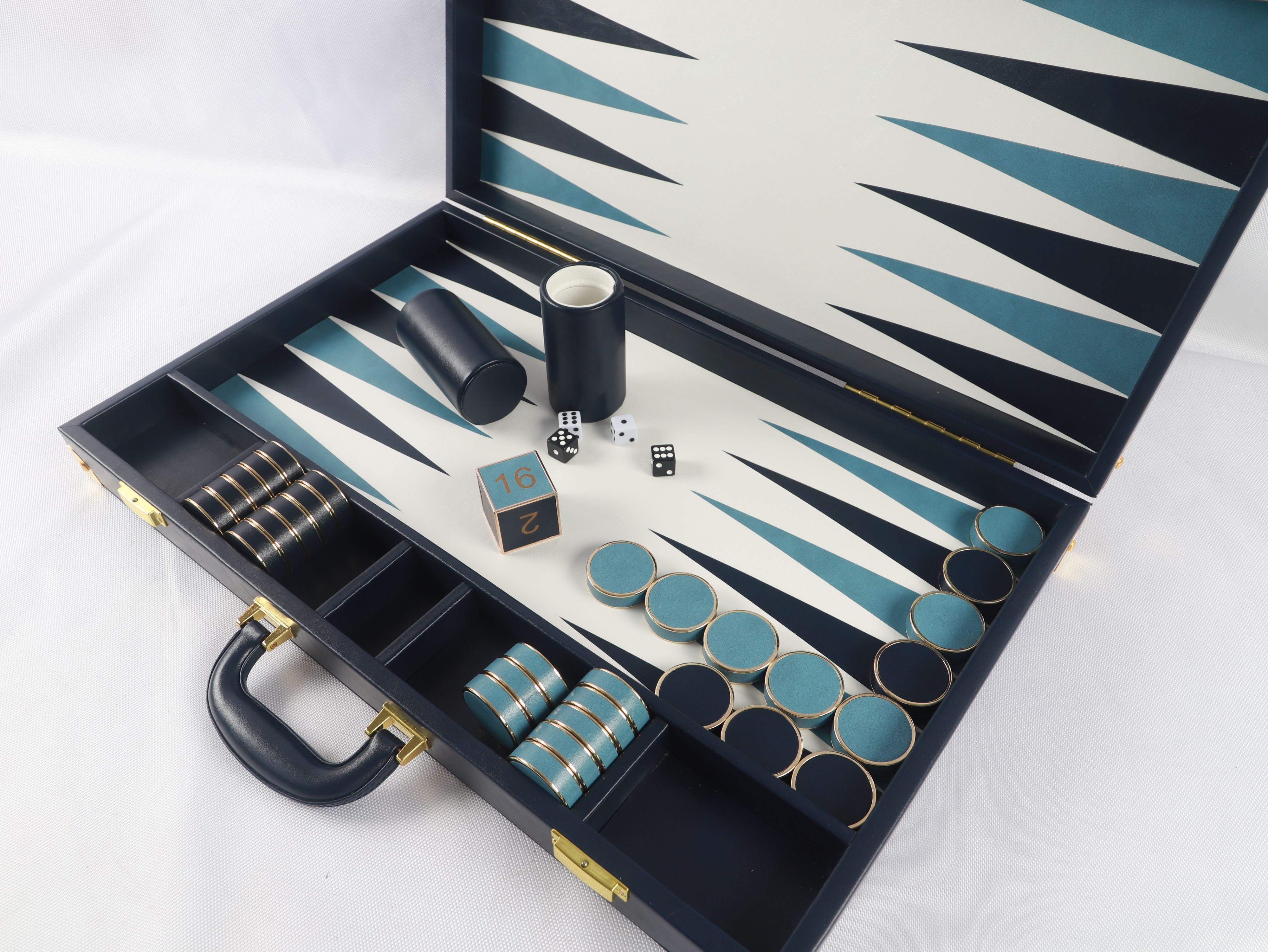 NEW Backgammon With Metal Ring Checkers