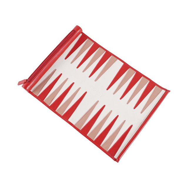 Sheepskin Backgammon Roll Up Set with Metal Dice and Checkers