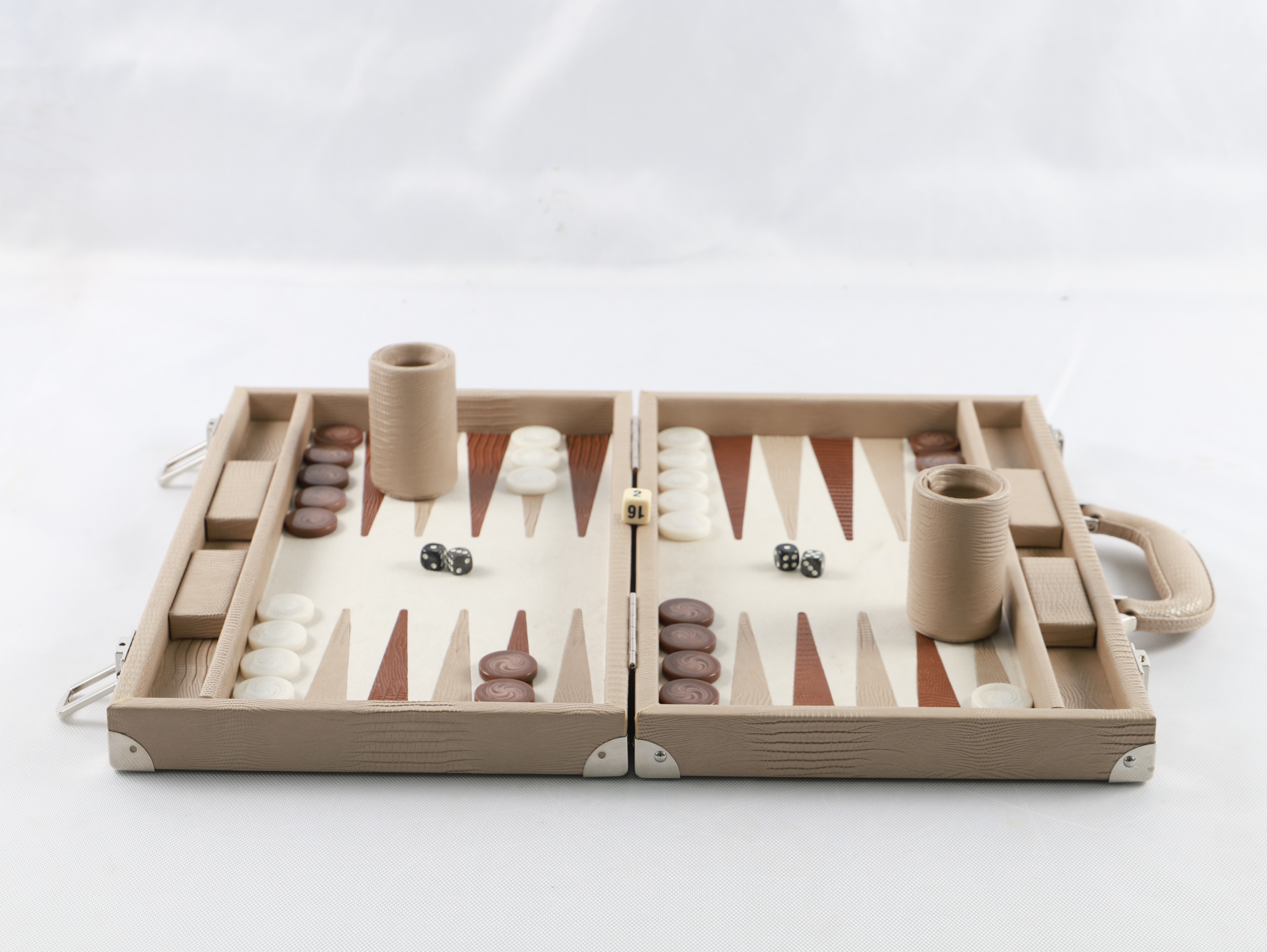  Custom Adult Backgammon Travel Set Leather Case with Portable Board And Playing Chips