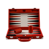 Luxury Vegan Leather Backgammon Set – Red Ostrich Pattern Carry Case - 23inch