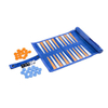 Faux Suede Backgammon Roll Up with Acrylic Checkers Blue Orange Points
