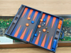 Modern Blue Leather Backgammon Set with Bold Contrast Board | Custom OEM Supplier