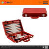 Red ostrich vegan leather 23 inch travel backgammon set