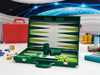 Premium Green PU Leather Backgammon Set – Suitcase Style Travel Board Game with Dice Cups