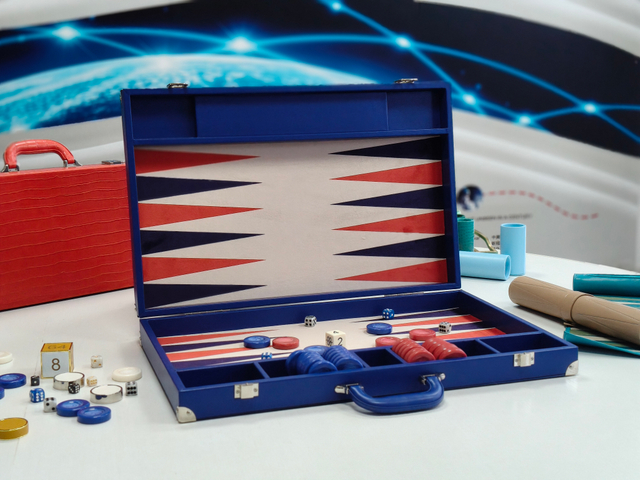 Classic leather backgammon set folding portable board with traditional design