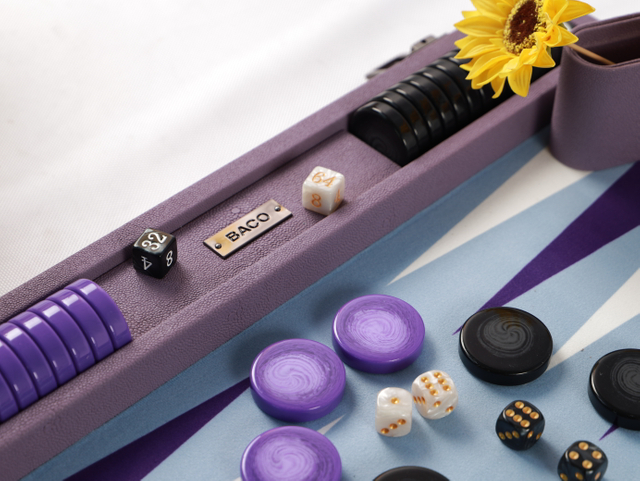 Classic Backgammon Set with Gun Colour Metail Fittings in Professional Size