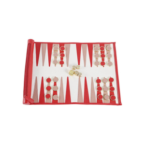 Sheepskin Backgammon Roll Up Set with Metal Dice and Checkers