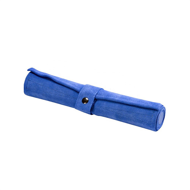 Faux Suede Backgammon Roll Up with Acrylic Checkers Blue Orange Points