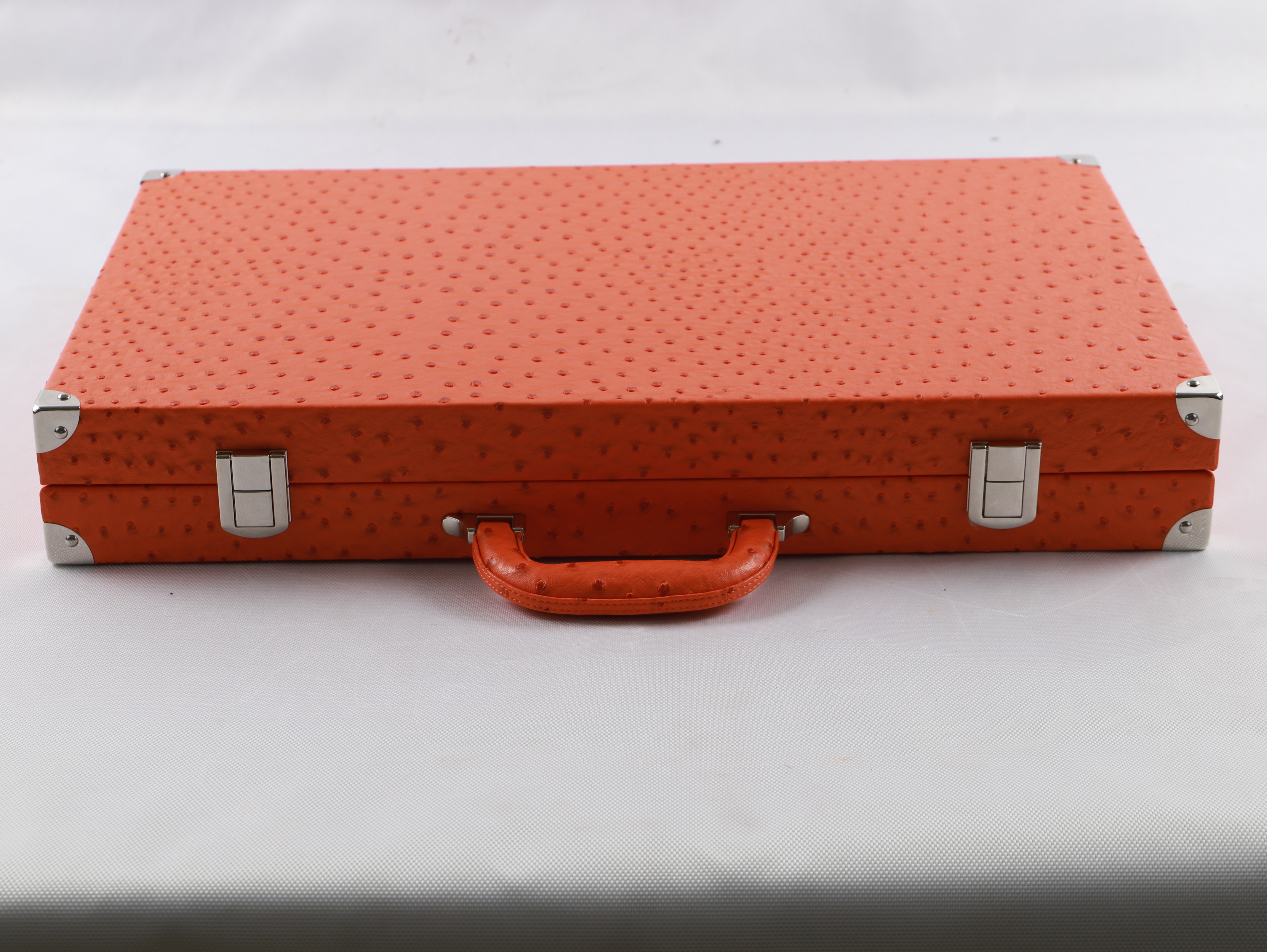 Backgammon Set with Ostrich Pattern And Premium Checkers And Dice Leather Folding Backgammon Board