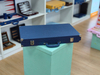 Navy Blue Ostrich-Embossed Leather Backgammon Set - Luxury Handcrafted Folding Board for Corporate Gifts