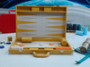 yellow crocodile PU leather backgammon set luxury board game