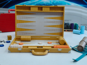 yellow crocodile PU leather backgammon set luxury board game