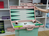 Handmade Pink Backgammon Set with Green Board Custom Gift & Private Label Supplier