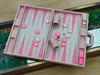 Custom Pink Leather Backgammon Set Lizard Texture Portable Folding Board Game for Gifts
