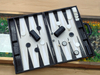 Elegant Black-on-black Design with Premium Crocodile Texture Leather for A Refined And Modern Backgammon Experience