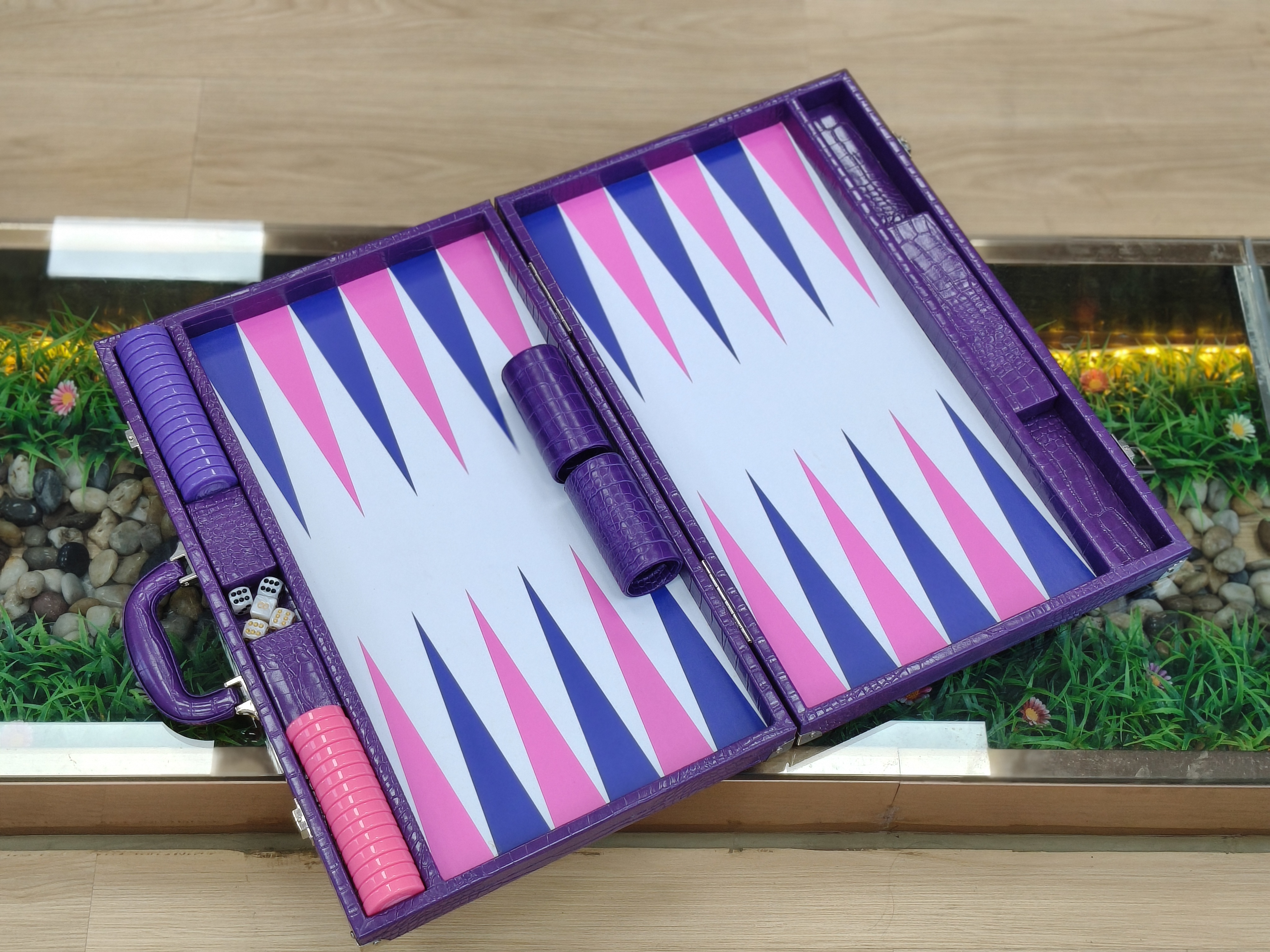 Modern Backgammon Set Folding Game Case With Handle Custom Lifestyle Edition Gift Collection