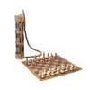 Leather Roll Up Chess Set with Wooden Chips and Carrying Strap