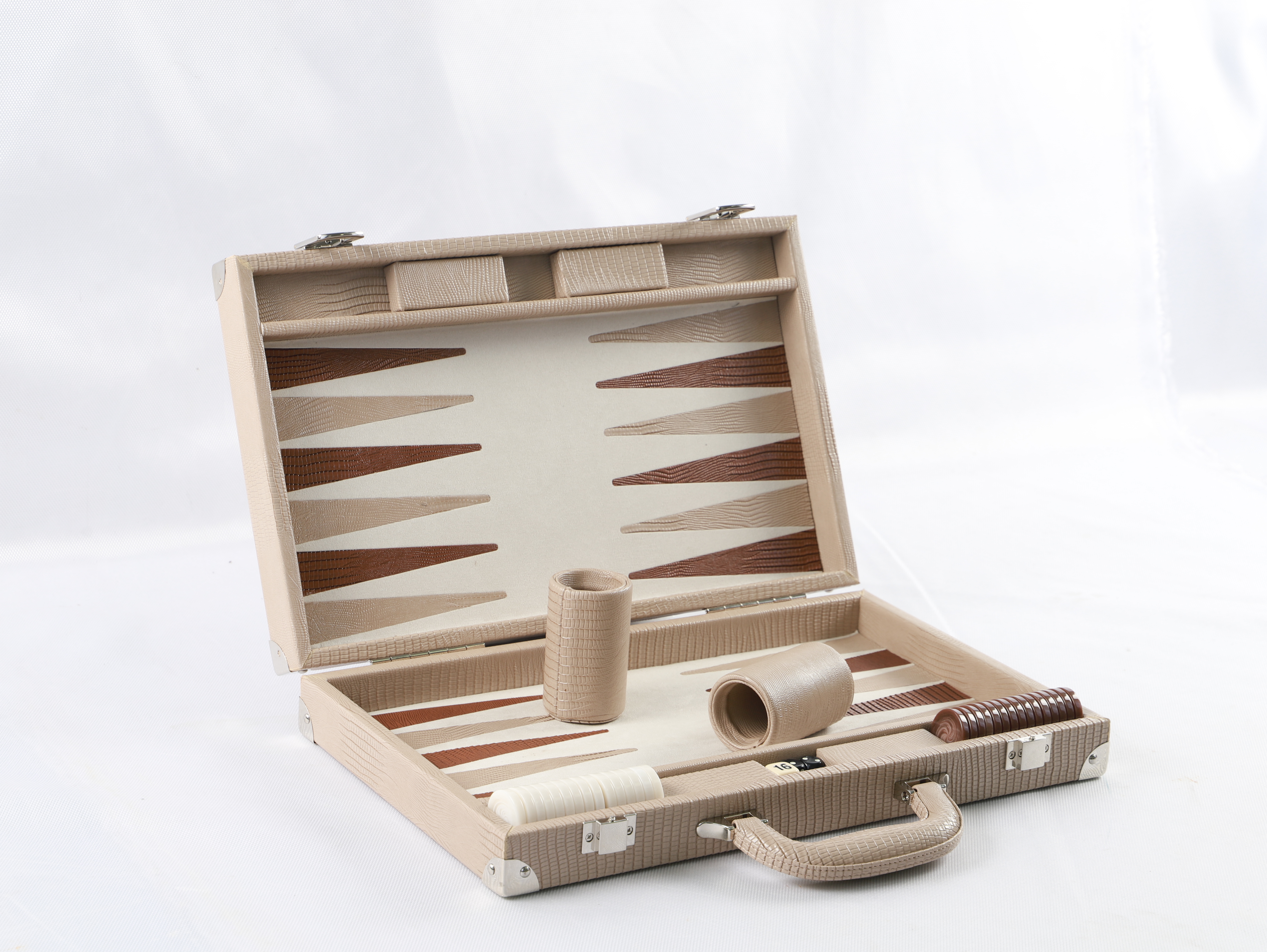  Custom Adult Backgammon Travel Set Leather Case with Portable Board And Playing Chips