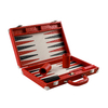 Luxury Vegan Leather Backgammon Set – Red Ostrich Pattern Carry Case - 23inch