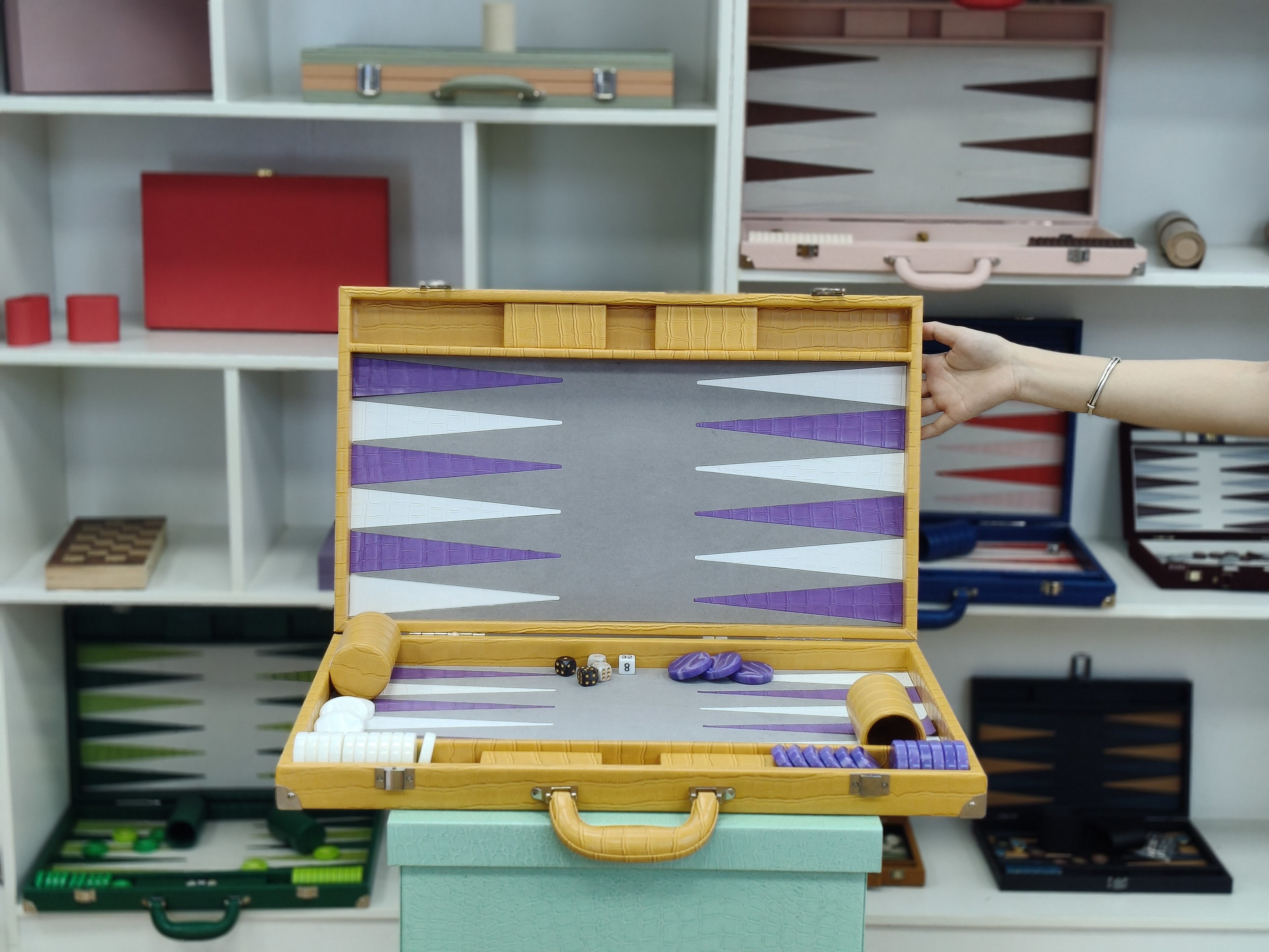 Custom Luxury PU Leather Suitcase Backgammon Set OEM Factory Direct