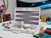 White Leather Backgammon Set with Purple Points – Luxury Travel Backgammon Case