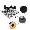 Portable Beech Wood Leather Checkers Travel Game Backgammon Roll Up Set 