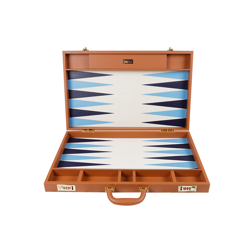 Luxury Custom Handmade Chess Folding Travel Leather Canvas Backgammon Game