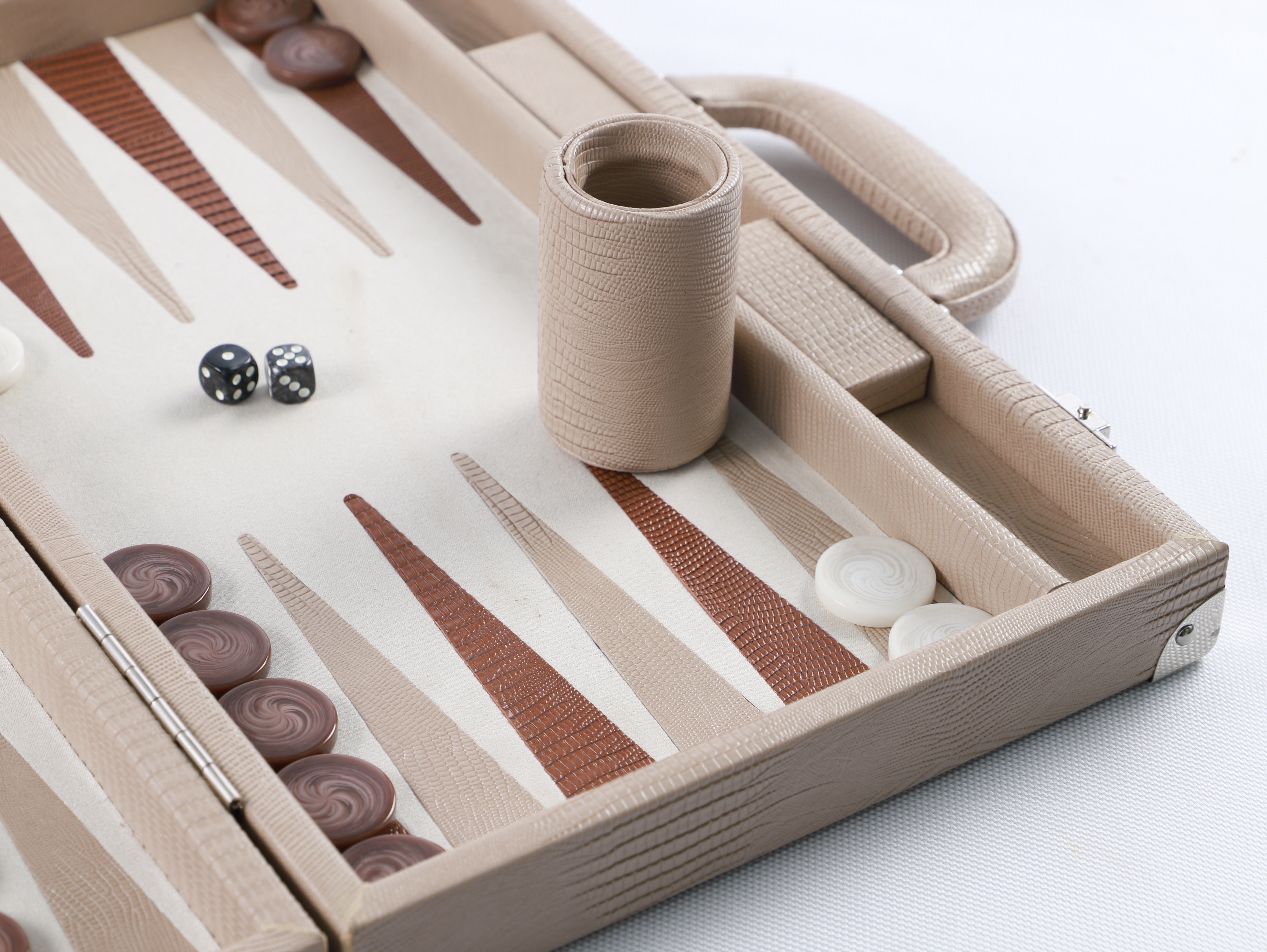  Custom Adult Backgammon Travel Set Leather Case with Portable Board And Playing Chips