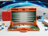 orange ostrich texture backgammon suitcase closed luxury board game