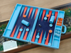 Creative Color Contrast Backgammon Set Modern Board Game Blue Orange Design Case
