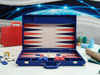Classic leather backgammon set folding portable board with traditional design