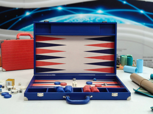 Classic leather backgammon set folding portable board with traditional design
