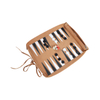 Microfiber Brown Leather Backgammon Roll Up Set